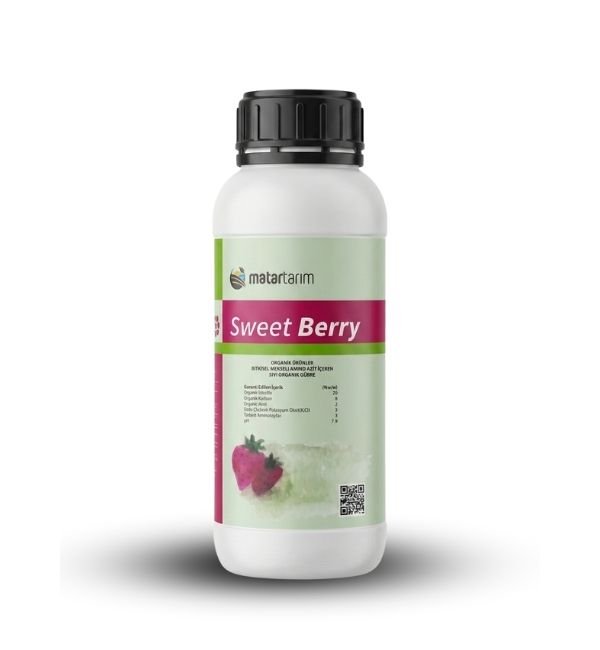 ORGANİK ÜRÜNLER BİTKİSEL MENŞELİ AMİNO ASİT İÇEREN SIVI ORGANİK GÜBRE SWEET BERRY Garanti Edilen İçerik    (%w/w) Organik Madde 20 Organik Karbon 8 Organik Azot 2 Suda Çözünür Potasyum Oksit(K2O) 3 Serbest Aminoasitler 3 pH 7-9 &nbsp;